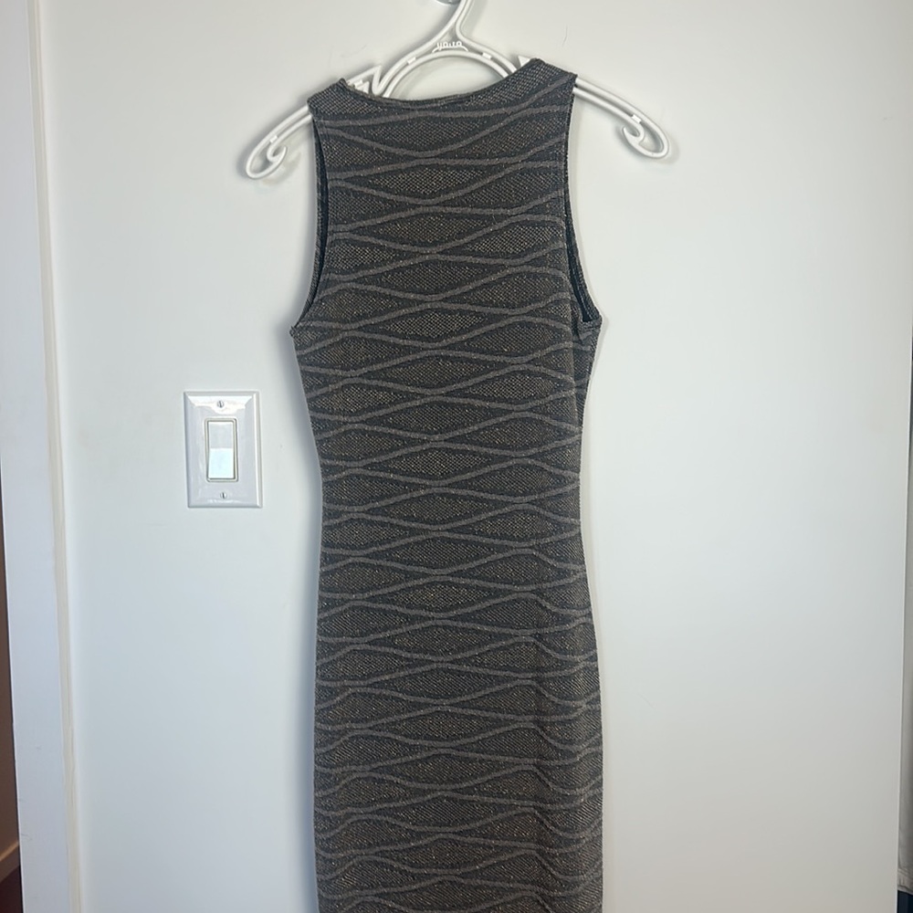 Platinum Metallic Super Stretchy Sexy Sleeveless Midi Dress - Small